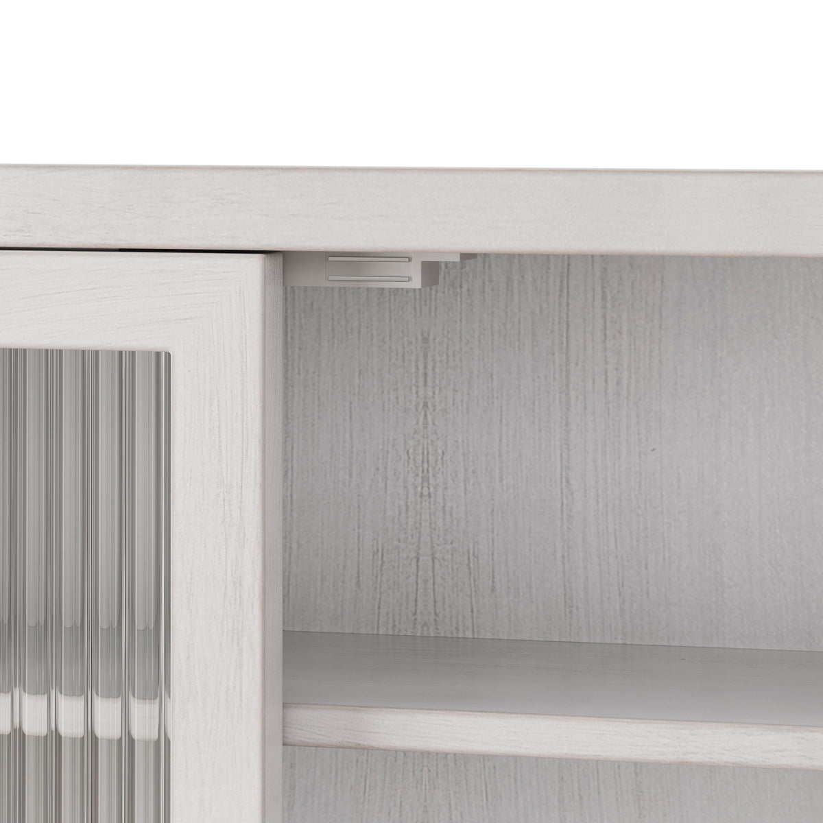 60cm Glass Door Vintage Double Door Wall Cabinet, Three Tiers, Towel Rack, White Washed