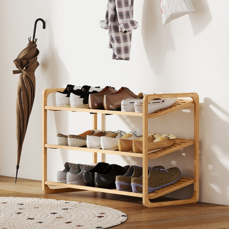 Bamboo Shelf 3-Tier Design 30 kg Load Capacity Wood