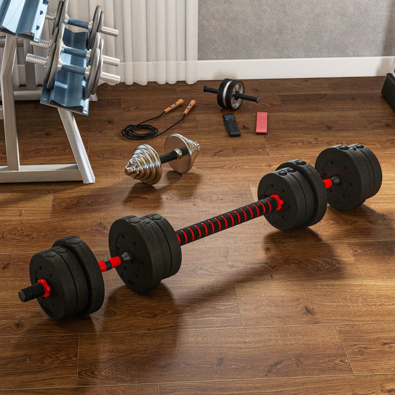 Dumbbell Set 20 kg adjustable with barbell for strength training and weight lifting