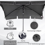 Parasol/Umbrella, Foldable Sunshade for Beach/Garden/Balcony, Grey
