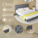 Modern Minimalist Soft Bed with 160x200cm Mattress, Gray