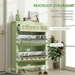 Shoe Cabinet with 2 Doors, Drawer, 12 Pairs, Green