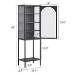 Metal & Glass Display Cabinet 5-Tier 3 Adjustable Shelves 160x50x35cm - Iron