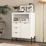 Sideboard with 3 Drawers 1 Glass Door Storage 85x40x120cm - Wooden