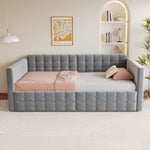 Upholstered Sofa Bed 90x190 with Side Storage and Drawers, Grey Velvet
