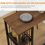 Bar Table, 3 Shelves, Kitchen, Steel Frame, Brown
