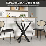 Dining Table, Round for 4 People, Steel Legs, Tempered Glass, Black + Transparent