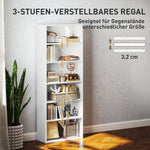 Bookcase, 5-Tier Standing with Adjustable Shelves, White