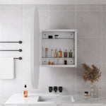 Stylish Oval Mirror Cabinet with Storage & Adjustable Shelves, White