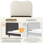 Upholstered Children's Single Bed with Hydraulic Storage and Slatted Frame, 90x200cm, Beige Bouclé