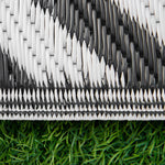 Outdoor Rug, Water-Repellent Double-Sided, Black and White