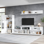 3-Piece TV Wall Unit Set with LED Lighting and High-Gloss Finish, White