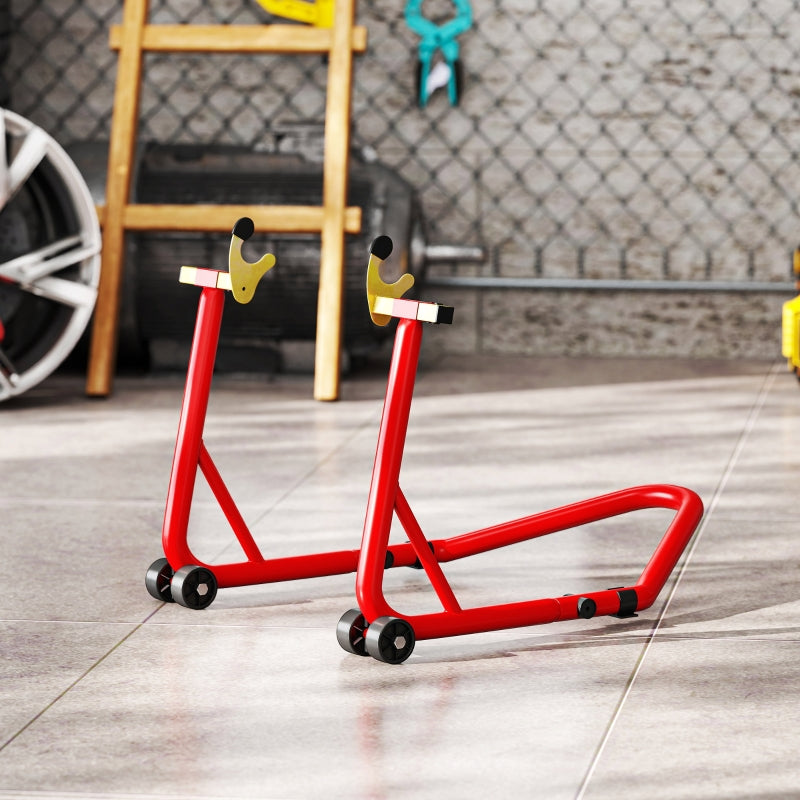 Motorcycle Stand Set, Front/Rear Assembly Jack 544 kg, Steel Red