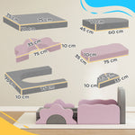 12-Piece Foam Block Set for Climbing Building and Crawling, Corduroy, Grey and Pink