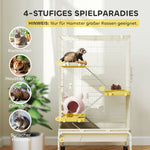 Small Animal Cage, 4 Levels with Food Bowl and Water Bottle, Beige