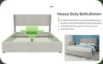 Modern Minimalist Upholstered Bed, Multi-Functional with Gas Lift, Beige