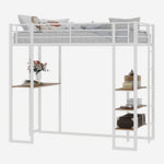Iron Frame Bed, L-Shaped Desk, Railing, Stairs, Metal