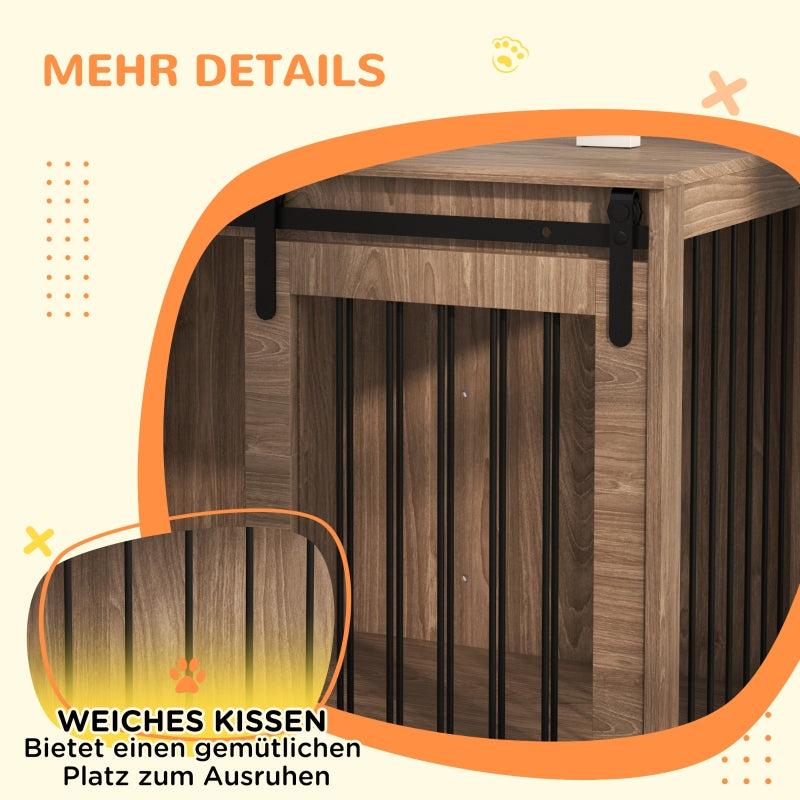 Dog Crate, Lockable, Rustic, Walnut + Black