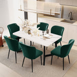 Dining Chair Set of 6 Upholstered Designer Metal Frame Dark Green Velvet