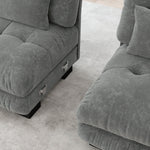 3-Seater Modular Corner Sofa, Deep Seat Sofa Bed, Chenille Grey