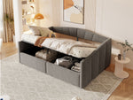 Upholstered Sofa Bed, 140x200cm, Hydraulic Support, Slatted Frame, Armrests, Velvet Fabric, Grey