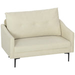 2-Seater Sofa Foam Padded Fabric Cover Metal Frame - Cream White