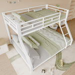 Bunk Bed 90x200 & 140x200 cm with Guardrail & Steps, White Metal
