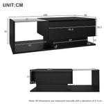 High-gloss Black Coffee Table with Glass Top & Drawers