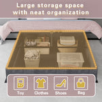 Upholstered Bed 160x200cm with LED Headboard & Storage, Grey