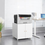 Metal Printer Stand - Mobile Storage, Adjustable Shelf, File Cabinet - White
