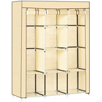 Fabric Wardrobe, 8 Levels & Clothes Rails, Folding, Nonwoven Fabric Beige
