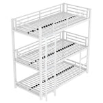 Triple Bunk Bed Frame for Children and Adults, 90x200cm Metal, White