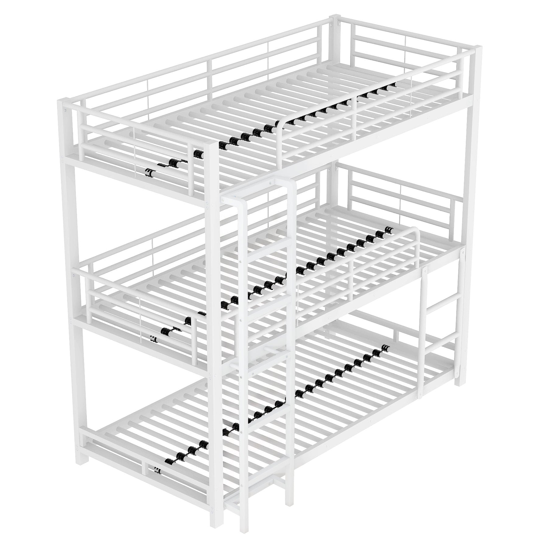 Triple Bunk Bed Frame for Children and Adults, 90x200cm Metal, White