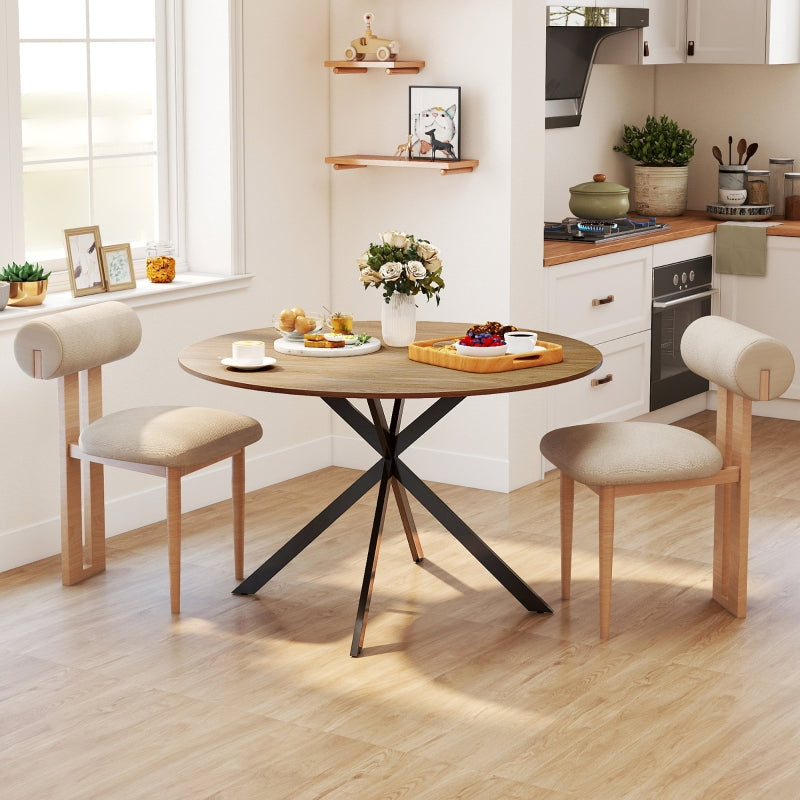Round Dining Table Ø120 Industrial Steel Legs, Oak