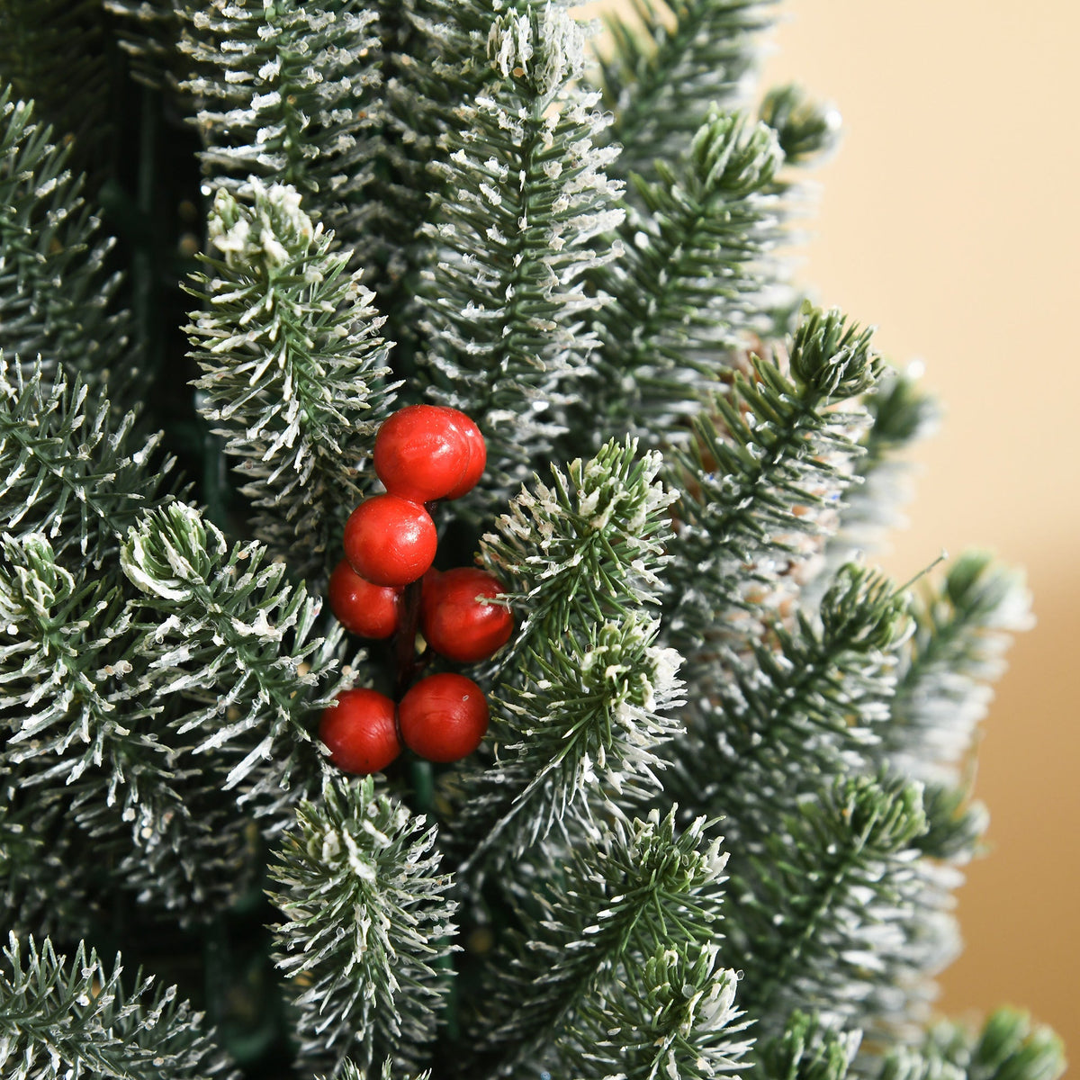 Artificial Christmas Tree Table 170 Branches Snowy Berries Pine Cones Plastic