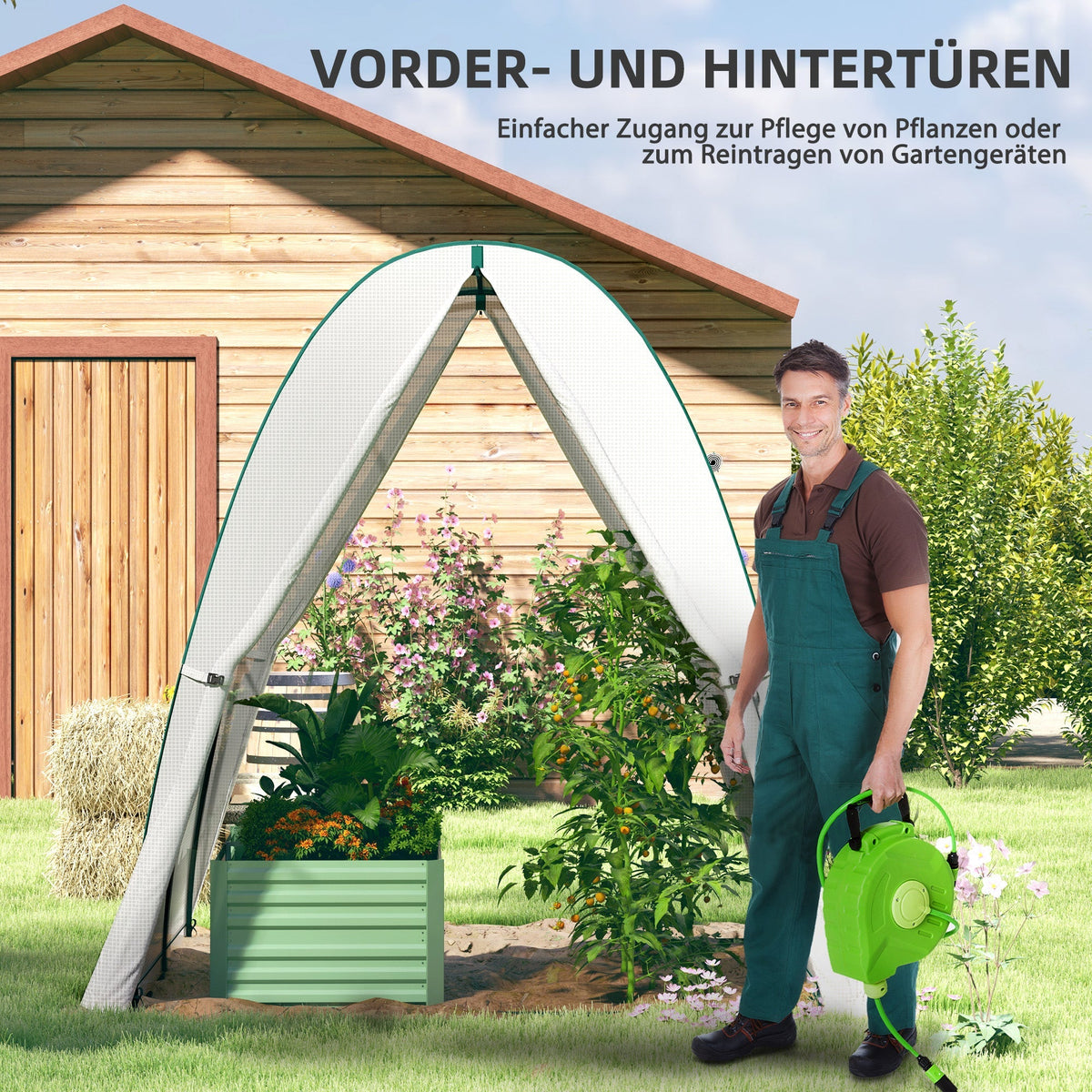 Greenhouse Roll-Up Door 2 Windows Winter-Proof Steel White