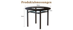 Round Dining Table 100cm Minimalist Black Wood Grain Grey Glass Insert Metal Frame