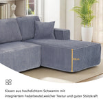 Modular L-Shaped Sofa with Chaise Longue and High-Density Foam, Gray Corduroy