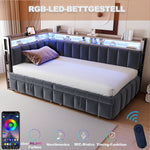 Upholstered Sofa Bed 90x200cm with Pull-Out Bed, Dark Grey Velvet
