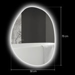 Asymmetrical Bathroom Mirror, LED Light, Smart Touch, Anti-Fog, Silver