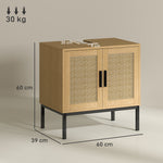 kleankin Vanity Unit, Rattan Look, Anti-Tip Protection, Oak