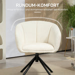 Armchair Lounge Chair, 360° Swivel with Armrests & Metal Legs, Linen Look Cream White