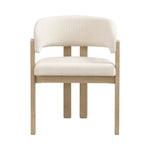 2 Solid Wood Dining Chairs Comfortable Bouclé Natural Color