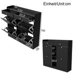 Shoe Cabinet, 4-Door, 2-Drawer, 3-Compartment, Black