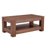Coffee Table with Modern Two-Tiered Design, Walnut Wood MDF