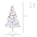 Christmas Tree, Artificial Fir, 150cm with Stand & Decoration, White