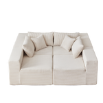 Modular L-Shaped Sectional Sofa 104-Inch 4-Piece - Corduroy