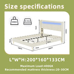 Modern Upholstered Bed with LED Headboard & Mattress, 160x200cm, Beige