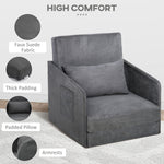 Sofa Bed, Single, Washable Cover, 2 Side Pockets, Metal Frame, Grey
