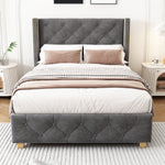 Upholstered Bed 90x200cm with Slatted Frame, Grey Velvet